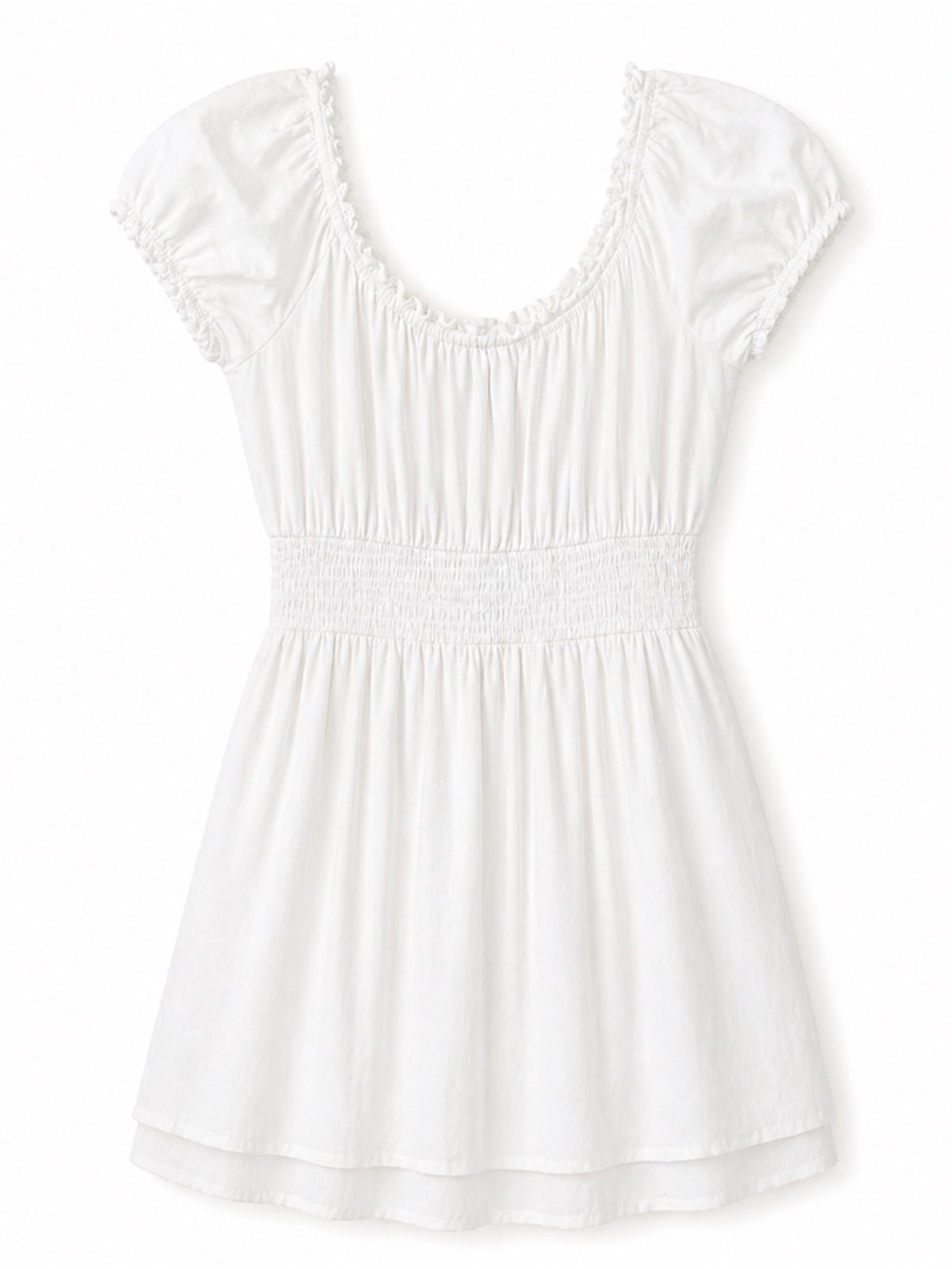 Hollister White Smocked Puff Sleeve Mini Dress Size M 80% New